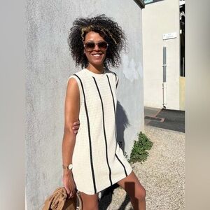 Anine Bing - Lanie Dress in Ivory and Army Green Stripe size Large NWT